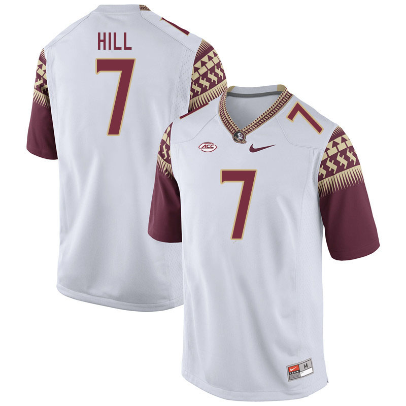 Men #7 Destyn Hill Florida State Seminoles College Football Jerseys Stitched Sale-White - Click Image to Close